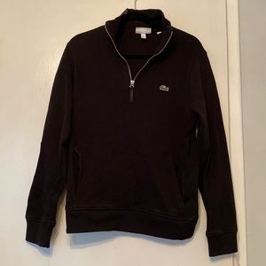 Lacoste Black 3/4 Zip Henley sweatshirt with two front pockets, medium/4